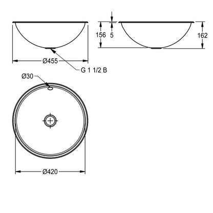 KWC RNDH420, round washbasin