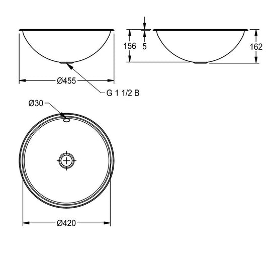 KWC RNDX420, round washbasin