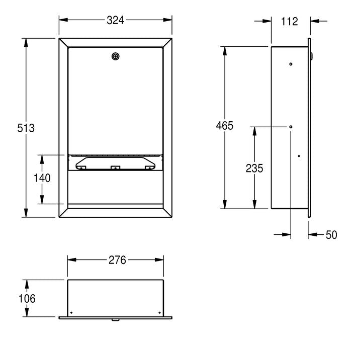 DELABIE RODX600E RODAN Recessed Toilet Paper Dispenser