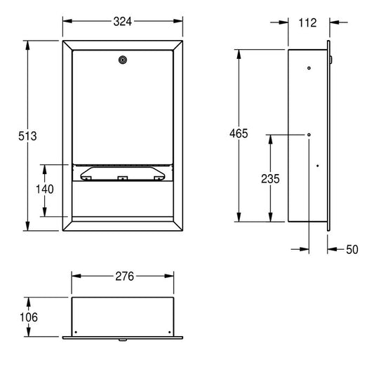DELABIE RODX600E RODAN Recessed Toilet Paper Dispenser