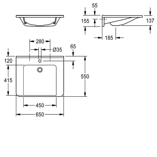 KWC ANMW0044 MEDCARE washbasin 650x550 mm